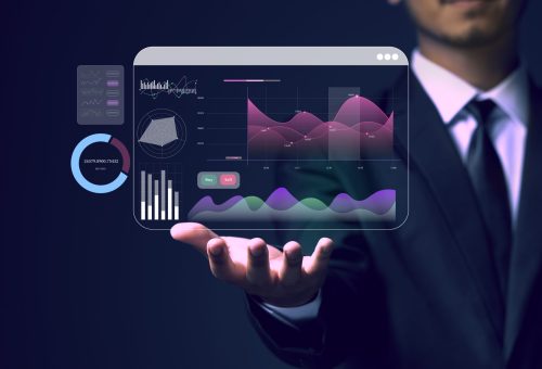 young investor or business man with graphic global network connection and graph chart of stock market investment trading